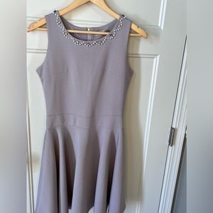Mayan Dress Size Small Pearl beaded neckline Cocktail Easter Holiday GREY.